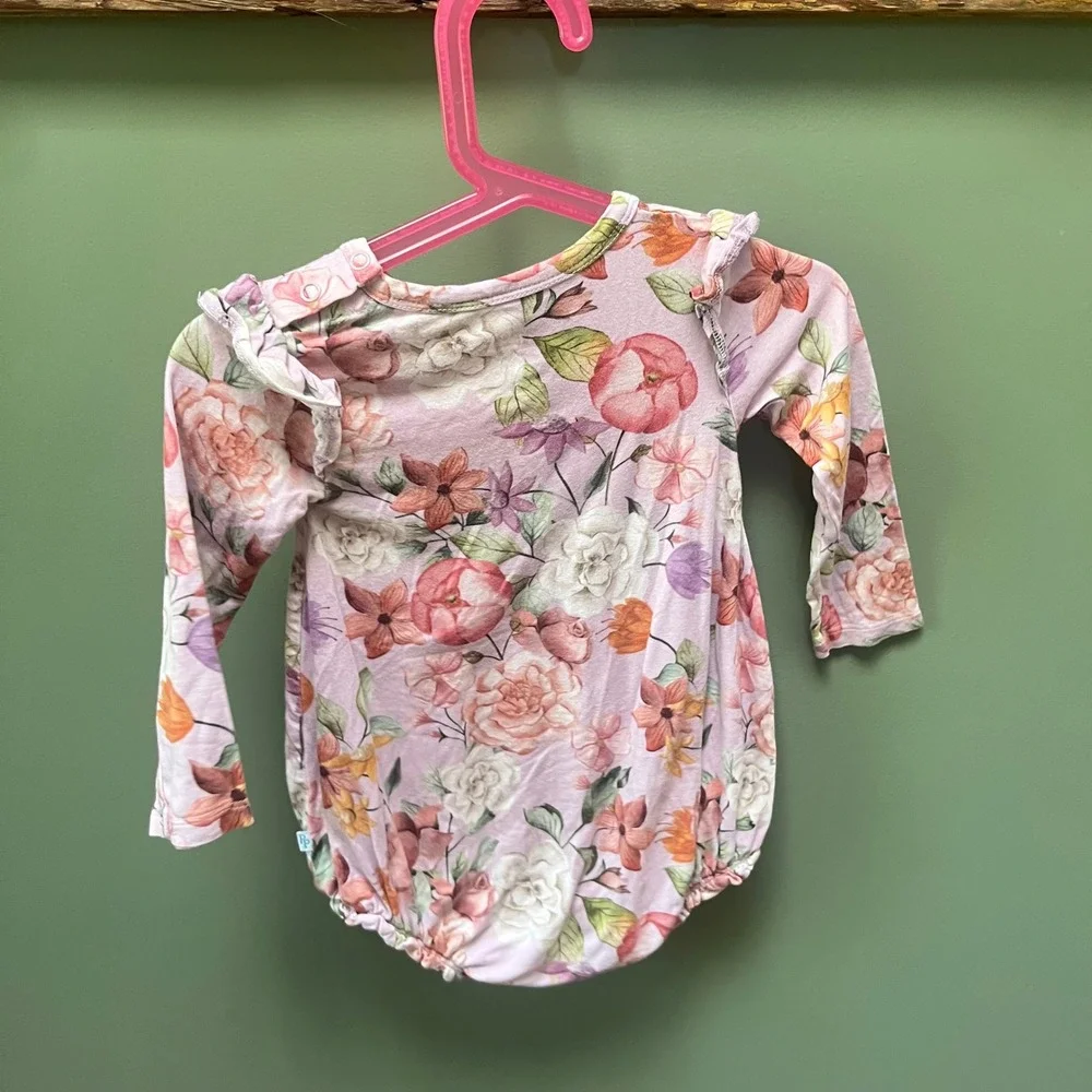 Posh Peanut Baby‎ Girl Floral Ruffle Long Sleeve Romper Bodysuit 12-18 Months